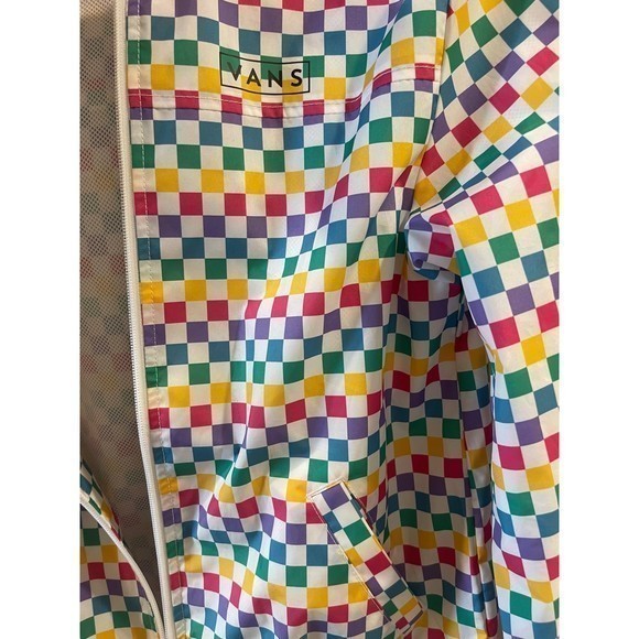 VANS Kastle Rainbow Checkered Mesh Hooded Full Zip Windbreaker Jacket Youth XL - Picture 5 of 8